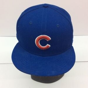 New Era 59Fifty Pre-Owned Blue Red Fitted Chicagp Cubs Baseball Cap Size 7 3/8